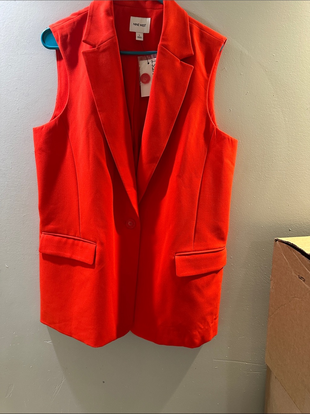 Nine West Bright Red Sleeveless Blazer Vest